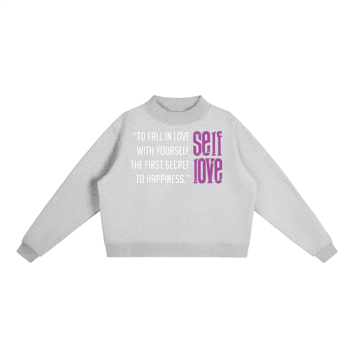 Self-Love Women's Essential Fleece Mock-Neck Crew Sweatshirt