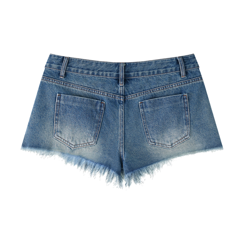 Bad Bitch Women's Vintage Wash Raw Hem Denim Shorts