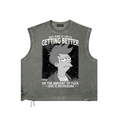 Not Sure If Life Is Getting Better or The Amount of Fucks I Give Is Decreasing Distressed Grommet Eyelet Tank Top