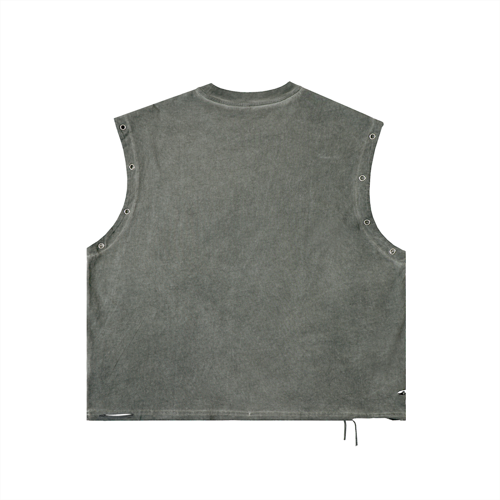 Love is Love Distressed Grommet Eyelet Tank Top
