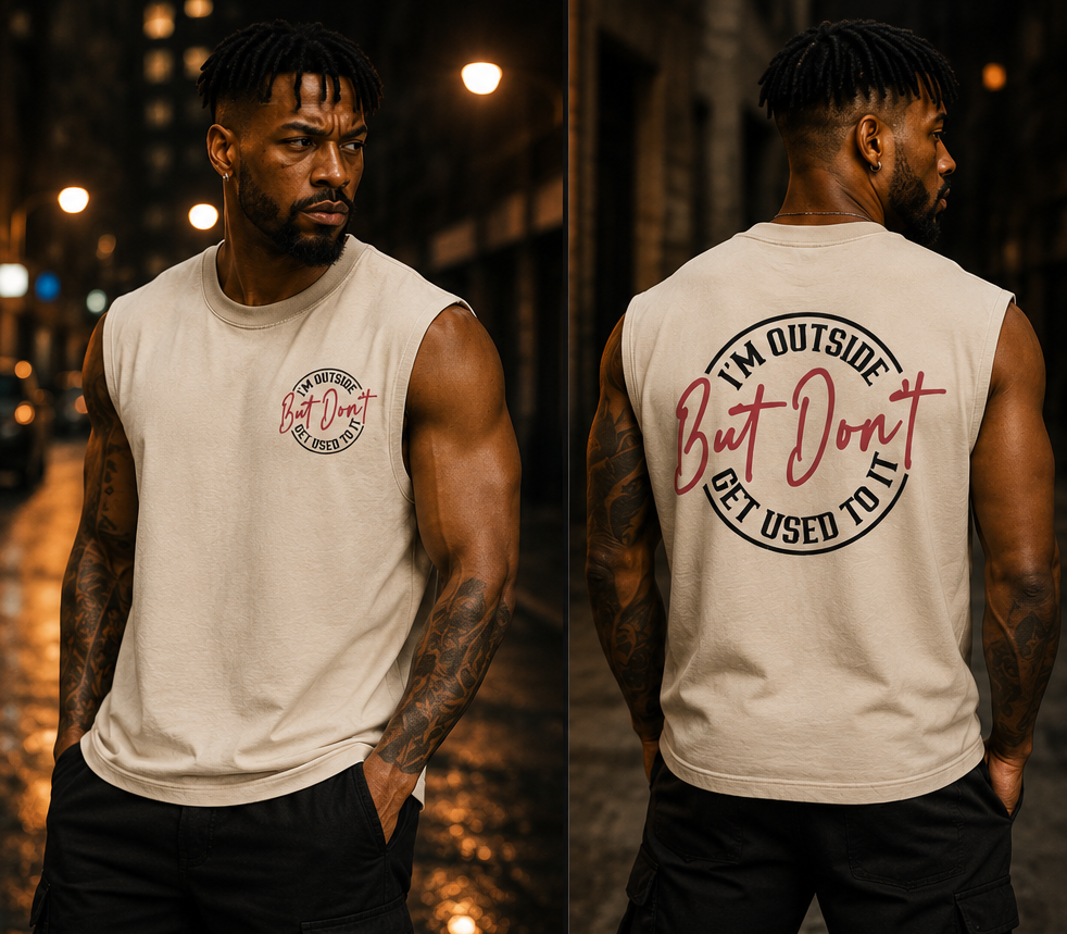 I'm Outside But Don't Get Use To it Unisex Boxy Tank Top