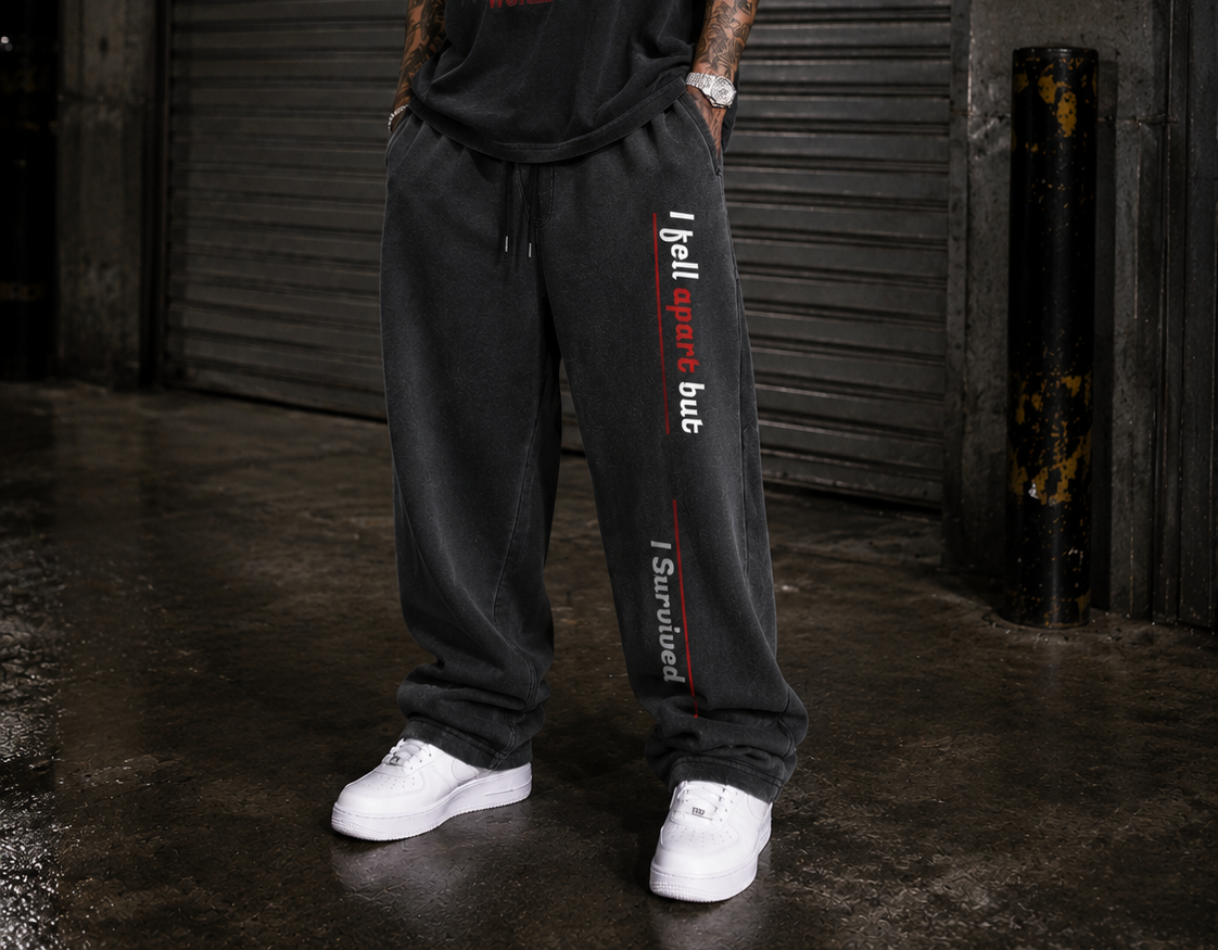 I Fell Apart but I Survived, Sun Fade Raw Edge Straight-Leg Sweatpants