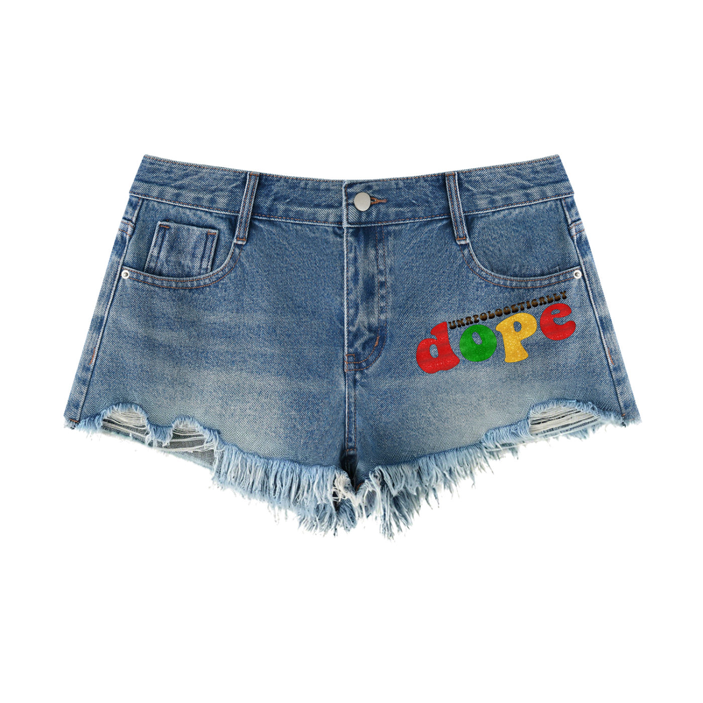 Women's Vintage Wash Raw Hem Denim Shorts