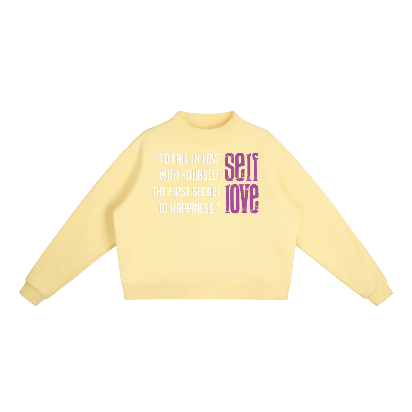 Self-Love Women's Essential Fleece Mock-Neck Crew Sweatshirt