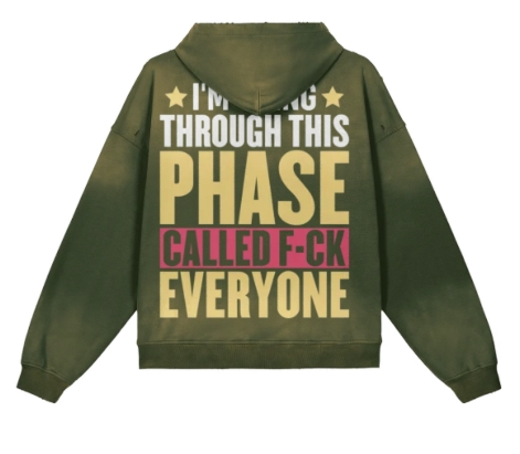 I'm Going Through This Phase Called F*ck Everyone Unisex Sun Faded Distressed Hoodie